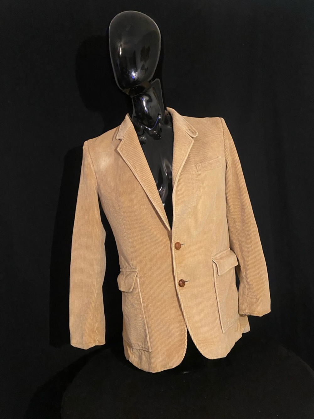 Vintage Men's Tan Corduroy Blazer - Classic Two-Button Suit Jacket